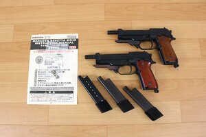 △ジャンク品△ マルゼン 「ベレッタM93R」 ガス式フルオート/エアガン 2点セット　動作未確認　説明書/予備マガジン付　傷み (2745771)