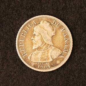 KM#2/パナマ バルボア 5 Centesimos銀貨（1904）[E2716]コイン　