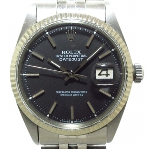ROLEX(ロレックス) 腕時計 デイトジャスト 1601 メンズ SS×K18WG/21コマ/巻きブレス/バーインデックス 黒