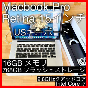 1円スタート！ Apple Macbook Pro Retina 15インチ USキーボード 英語配列 メモリ 16GB SSD クアッドコア / intel Core i7 （Early 2013）