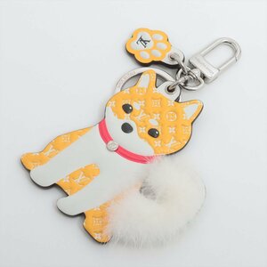 1円 新品同様 ルイヴィトン モノグラム ポルト クレ LV シバ M01199 柴犬 バッグ チャーム ミンク ファー レザー レディース EEM V41-1