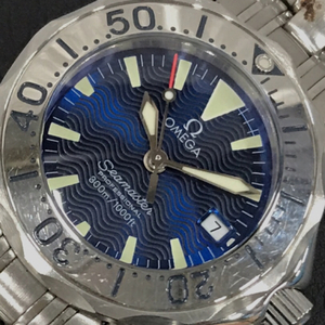 オメガ シーマスター プロフェッショナル 300m デイト クォーツ 腕時計 レディース ブルー文字盤 純正ブレス OMEGA