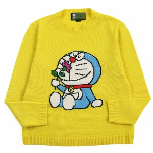 極美品○グッチ ドラえもん 655654 XKBVZ ウール100% クルーネック ロングスリーブ セーター/ニット イエロー S 伊製 正規品 レディース