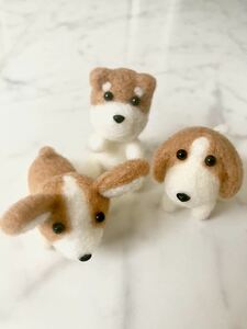 ハンドメイド 羊毛フェルト 犬 3匹