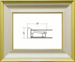 額縁　油絵/油彩額縁 木製フレーム 3407 アクリル付 サイズ F6号 金泥 ( ゴールド マッド)