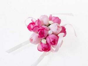 ウェディング 花嫁 発表会など 造花 リストレット ブレスレット リストブーケ#ピンク