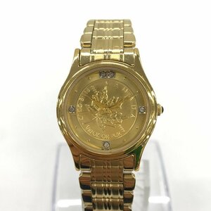 メイプルリーフ　レディース　時計　999.9 FINE GOLD　1/10OZ　SK-148-O　稼働品【CDAV3008】