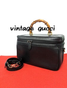 良品 極希少！Gucci バニティ2way バンブー レザーショルダーバッグ