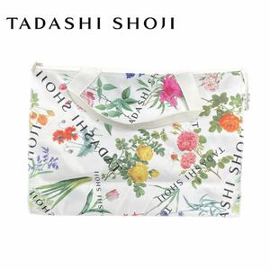 【新品未使用】 TADASHI SHOJI タダシショージ バッグ トートバッグ エコバッグ ショッピングバッグ ラージサイズ ホワイト 花柄 極美品