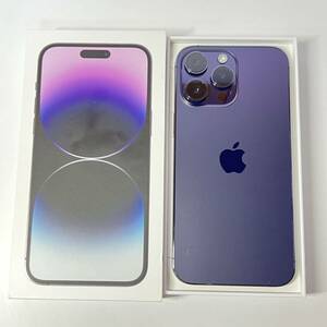 1円~【初期化済】Apple iPhone 14 Pro Max 256GB ディープパープル MQ9E3J/A SIMフリー ACロック解除済み バッテリー最大容量96% GK-70115