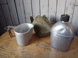 Ql299 第二次大戦 米軍 キャンティーンセット 水筒 カップ カバー US VOLLRATH 1943 WWII US Canteen Stainless Steel with Original Cove