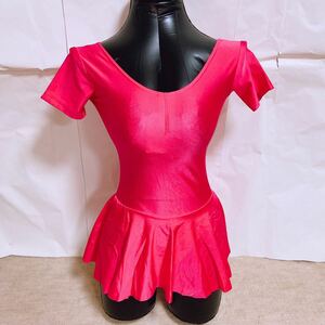 【1円】【未使用】新品　スカート付きレオタード　ピンク　Lサイズ　大きめ　シルエット綺麗　