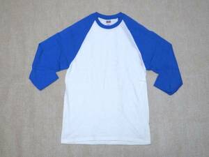 【送料無料】8 新品 anvil アンビル ラグラン 7分袖 Tシャツ Tee 無地 ベースボールシャツ コットン100％ ホワイト ブルー 白×青 S