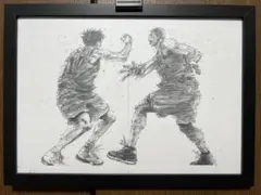 SLAMDUNK　スラムダンク　漫画　名場面　鉛筆　模写　イラスト　絵画　額縁付