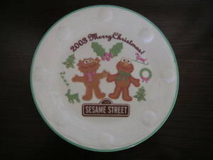 ☆即決*USED*非売品【セサミストリート SESAME STREET】皿*2003クリスマス*ミスド ミスタードーナツ景品☆