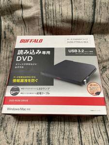 BUFFALO 　ポータブルDVDドライブ　DVSM-PTR8U3-BKA/読み込み専用/１回使用/美品