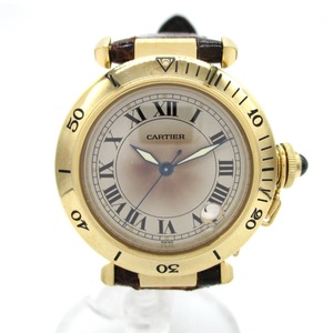 【カルティエ】 腕時計　パシャ35mm　W3004856　YG×革ベルト　K18金無垢　自動巻き　中古品