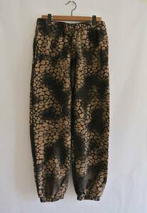 21FW Supreme - Bleached Leopard Sweatpant　ブラック　ブリーチド レオパード スウェット パンツ