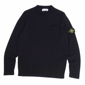 美品 ストーンアイランド STONE ISLAND ニット セーター プルオーバー ロゴパッチ ウール トップス メンズ XL ブラック cf03dm-rm11e27118