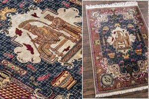 【絨毯】『 ペルシャ絨毯 シルク 81万ノット 径130×78cm 16015 』 高級 家具 インテリア カーペット ラグ カフェ ギャラリー 敷物