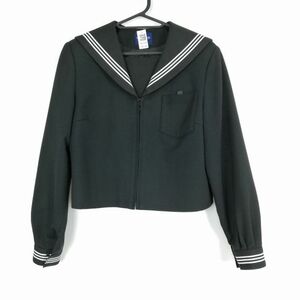 1円 セーラー服 上着 ミッシェルクラン 冬物 白3本線 女子 学生服 静岡韮山中学 黒 制服 中古 ランクB NA1104