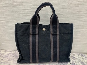 ☆1円スタート☆ HERMES エルメス ハンドバッグ トートバッグ フールトゥ PM コットン キャンバス フランス製 ブラック ◆24393