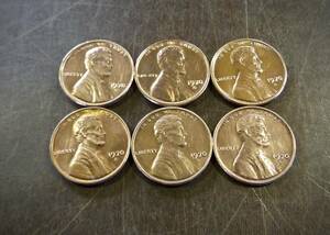 1セントコイン 1970～1979年の6枚セット S刻印 送料無料　（13037）リンカーン USA お金 貨幣 硬貨 ペニー アメリカ　　