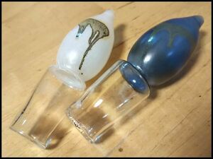 ロウソク 灯 型 形 ガラス 栓 白 青 色変り 2種 セット 珍 デザイン ガラス ビン 用 栓 インテリア 小物 雑貨 アンティーク 飾り 希少 品