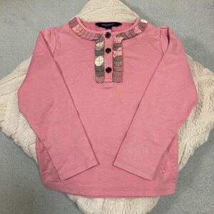 キッズ　女の子　BURBERRY London 110A 日本製　長袖Tシャツ バーバリー フリル　ピンク　長袖　春服