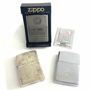 SH★ 1円スタート Zippo ZIPPO ジッポ オイルライター Reゼロ U.S.NAVY クジラ 3点セット 中古 火花OK 現状渡し