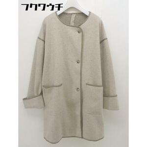 ◇ ◎ natural couture ナチュラルクチュール NICE CLAUP 長袖 ノーカラー コート ベージュ レディース