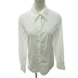 エルメス HERMES ドレスシャツ ブラウス イタリア製 長袖 白 ホワイト 約S-Mサイズ 0112 IBO46 レディース
