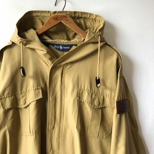 90s Ralph Lauren M51タイプ コットン × ナイロン フィールドパーカー M ベージュ ビンテージ 90年代 ラルフローレン モッズコート