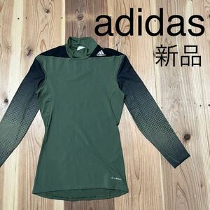 新品 adidas アディダス 長袖 インナーシャツ TECHFIT スポーツ 定価5390 カーキ サイズM 玉mc2751