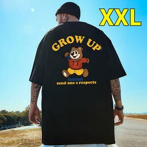 XXL メンズ オーバーサイズ Tシャツ GROW UPストリート 黒
