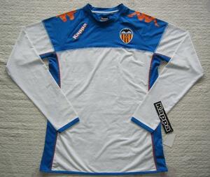 カッパ　kappa　VALENCIA C.F.　サッカー用高機能プラクティスシャツ・ゲームシャツ/長袖　白×青色　サイズ XL　吸汗速乾/ストレッチ機能