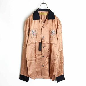 BACKBONE新品16FWレーヨン×ウール スカシャツSサテン開襟ボーリングシャツ長袖スカジャン刺繍スカル コットンSENSE/VADEL/BTMC関連メンズ