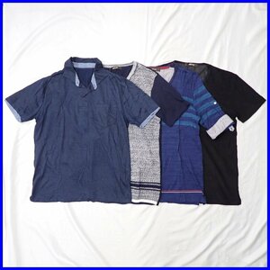 ★COMME CA MEN/コムサメン 半袖 Tシャツ 3着 + ポロシャツ 1着/メンズM/ダークネイビー/ブラック/ネイビー&1399600087