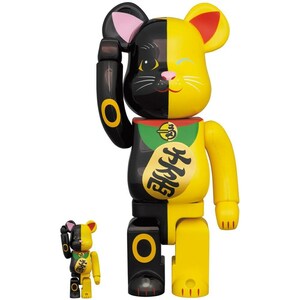 Bearbrick 招き猫 黒×黄 100％ & 400％ Maneki Neko Be@rbrick ベアブリック