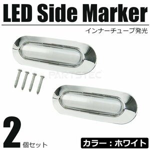 LED サイドマーカー ホワイト 白 2個 12V 24V 面発光 メッキ ランプ マルチライト クリア デコトラ トラック トレーラー / 146-172x2 SM-N