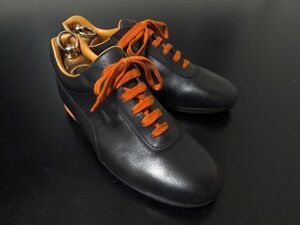 美品 エルメス 41.5 HERMES ローカット レザースニーカー エルメスオレンジ 8549