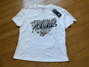 ♪新品タグ付 アディダスadidas レオパード グラフィック 半袖Tシャツ 定価2,739円 白 OT ダンス トレーニング