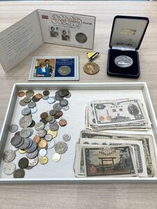 (D4933-)外国銭　コイン　メダル　外国紙幣　日本紙幣　チャールズ皇太子ご成婚　記念メダル まとめ