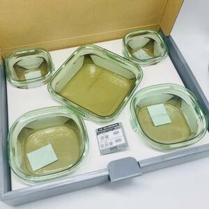 iwaki イワキ 岩城 耐熱ガラス 保存容器 グリーン 5個セット パック＆レンジ 食器 角型 電子レンジ用 オーブン用 キッチン用品 8470 