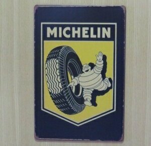 送料無料 ミシュラン　タイヤ 金属製 メタルサインプレート ビバンダム　MICHELIN TIRE　看板 ブリキ アンティーク ガレージ
