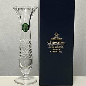 ☆カメイガラス　KAMEI GLASS　CVA-9　Chevalier　インテリア　花瓶　一輪挿し　クリスタル　24％　Pbo Hand Cut　箱付き