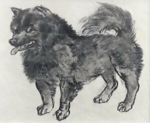 珍しい犬の版画作品です。　　　　藤田嗣治　　リトグラフ　　「犬」　　　【正光画廊・5000点出品中】*