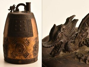 【琴》送料無料 朝鮮美術 李朝 時代 鍍金銅半鐘 高麗鐘 高さ35cm WK448