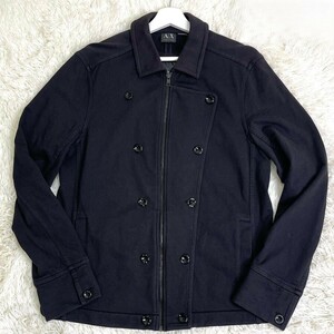 【１円～】★超希少★アルマーニエクスチェンジ ARMANI EXCHANGE コットン ライダース ジップアップ ジャケット　ブラック　サイズL