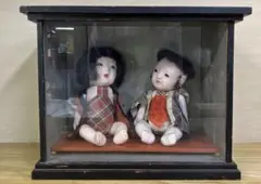 アンティーク　ビンテージ　ガラスケース　古道具　市松人形　2体　ヴィンテージ